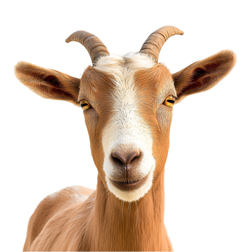 Brown Goat Figurine Curved Horns and Elegant Farmhouse Design, A Romantic Wildlife Decorative Gift Full of Charm, Symbolizing Strength, Nature, and Simple Country Life, png