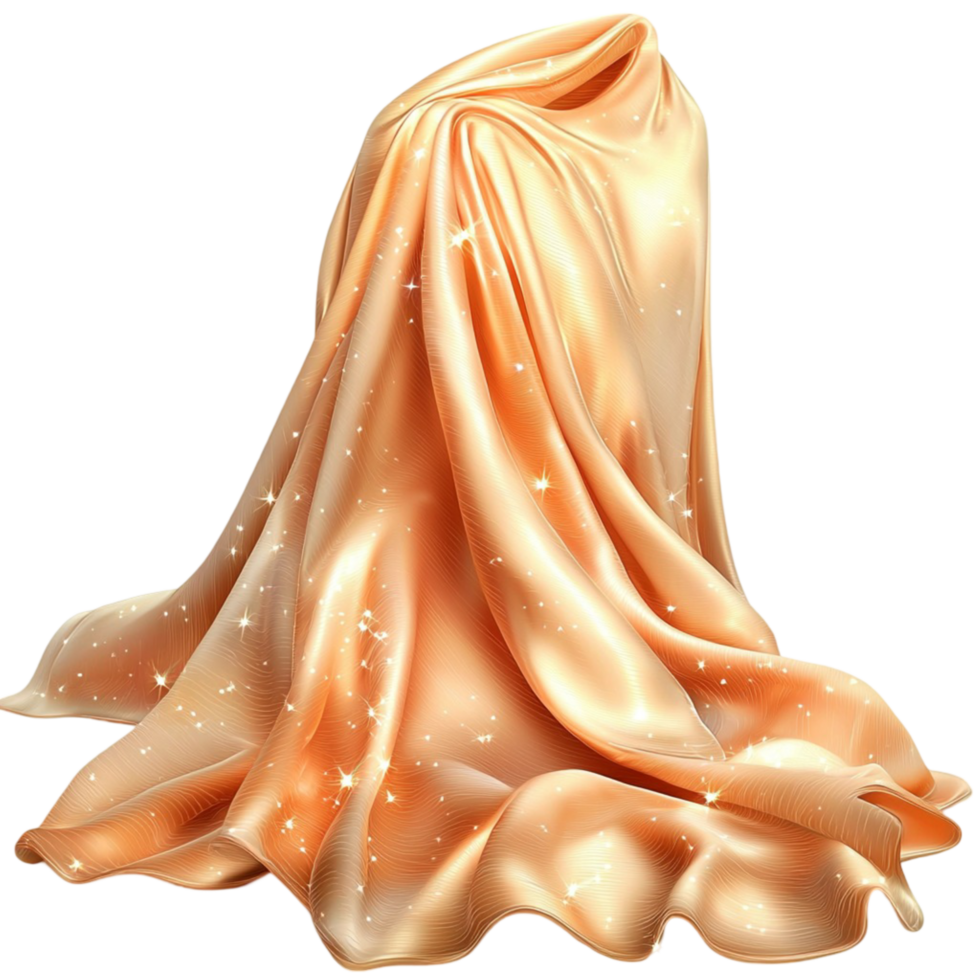 Peach Satin Fabric Draped Smooth Texture Elegant Decorative Luxury Charm png