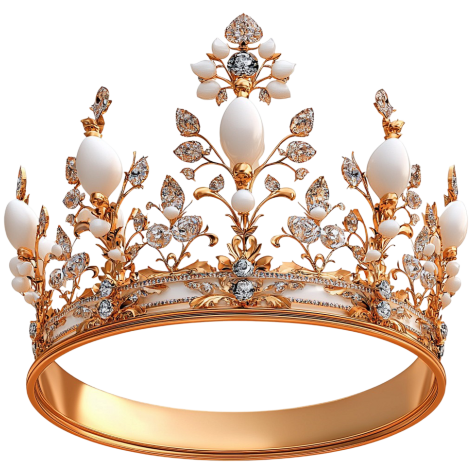 White Tiara,An exquisite white tiara adorned sparkling gems, this regal accessory symbolizes royalty and elegance, crafted to enhance charm, grace, and a majestic sense of luxury and sophistication. png