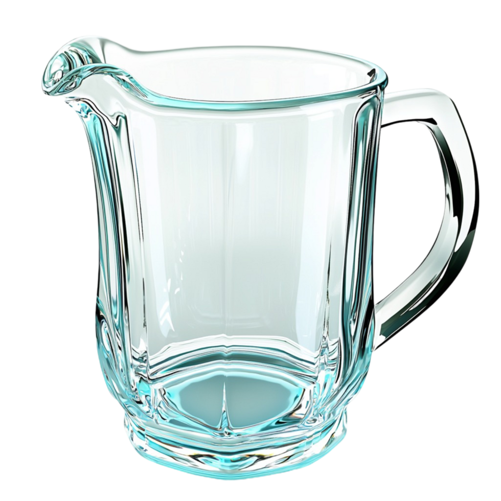 Clear Glass Pitcher,An elegant clear glass pitcher crafted for sophisticated beverage service, combining functional luxury and timeless charm, perfect for entertaining guests style and refinement. png