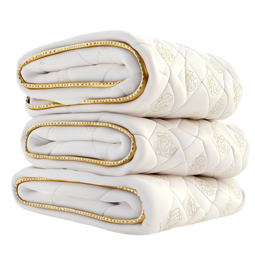 White Towels,Stacked white towels soft texture exude minimalist design and elegant decor charm, adding a fresh, clean, and luxurious touch to any bathroom their calming and pure aesthetic. png