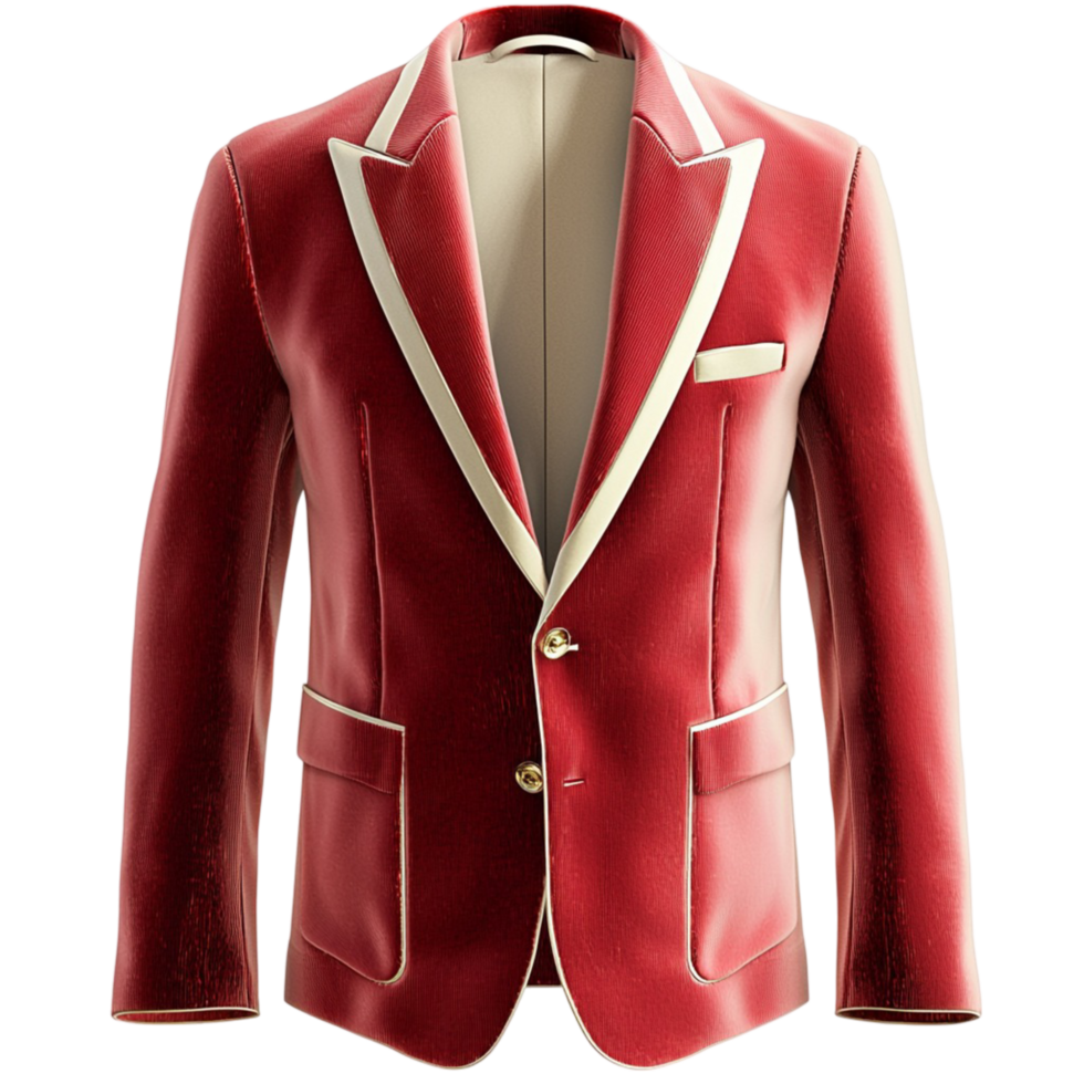 Red Jacket White Trim Elegant Fashion Statement Sophisticated Style Luxury png