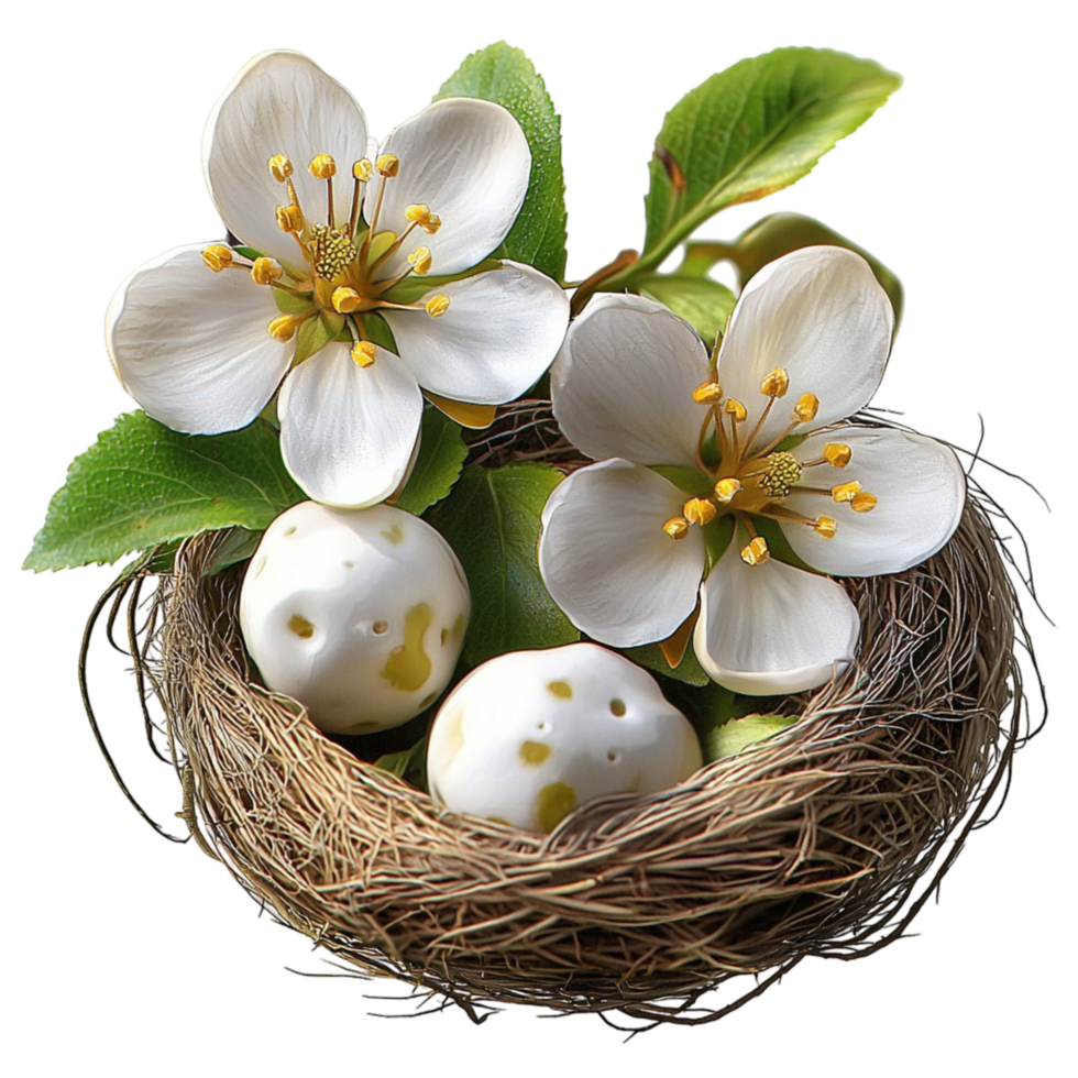Nest of White Eggs Delicate Design, Elegant and Romantic Decorative Piece Symbolizing Natures Beauty and Rebirth, A Charming Gift that Brings a Touch of Nature into Your Home Decor, png