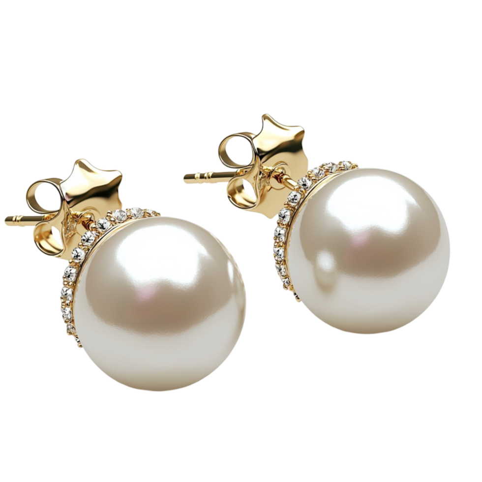 White Pearl Earrings Representing Elegant Jewelry Classic Design, Timeless Sophistication, Lustrous Beauty, and Refined Charm png