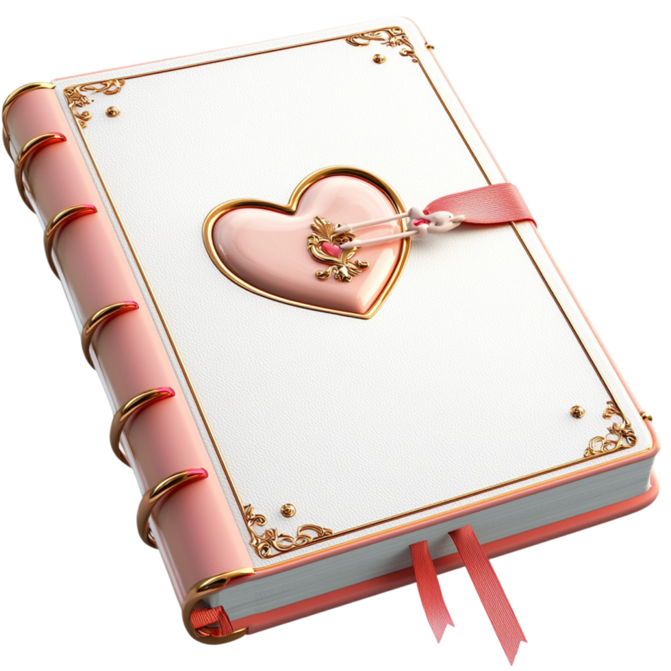 Pink Book Heart Pattern Ornate Design Memory Keepsake Elegance Charm png