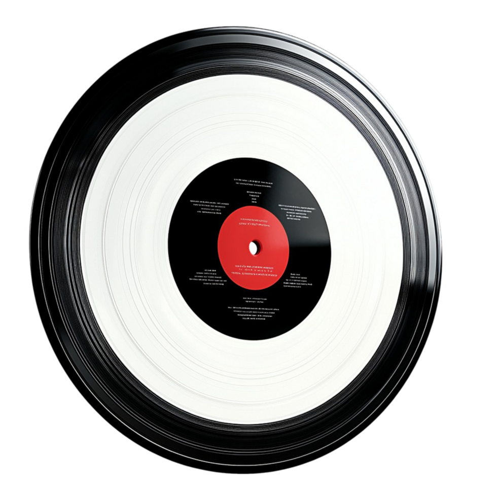 Black and White Vinyl Record as a Music Accessory Reflecting Vintage Design, Timeless Elegance, andistic Charm for Classic Audiophiles and RetroInspired Collectors png