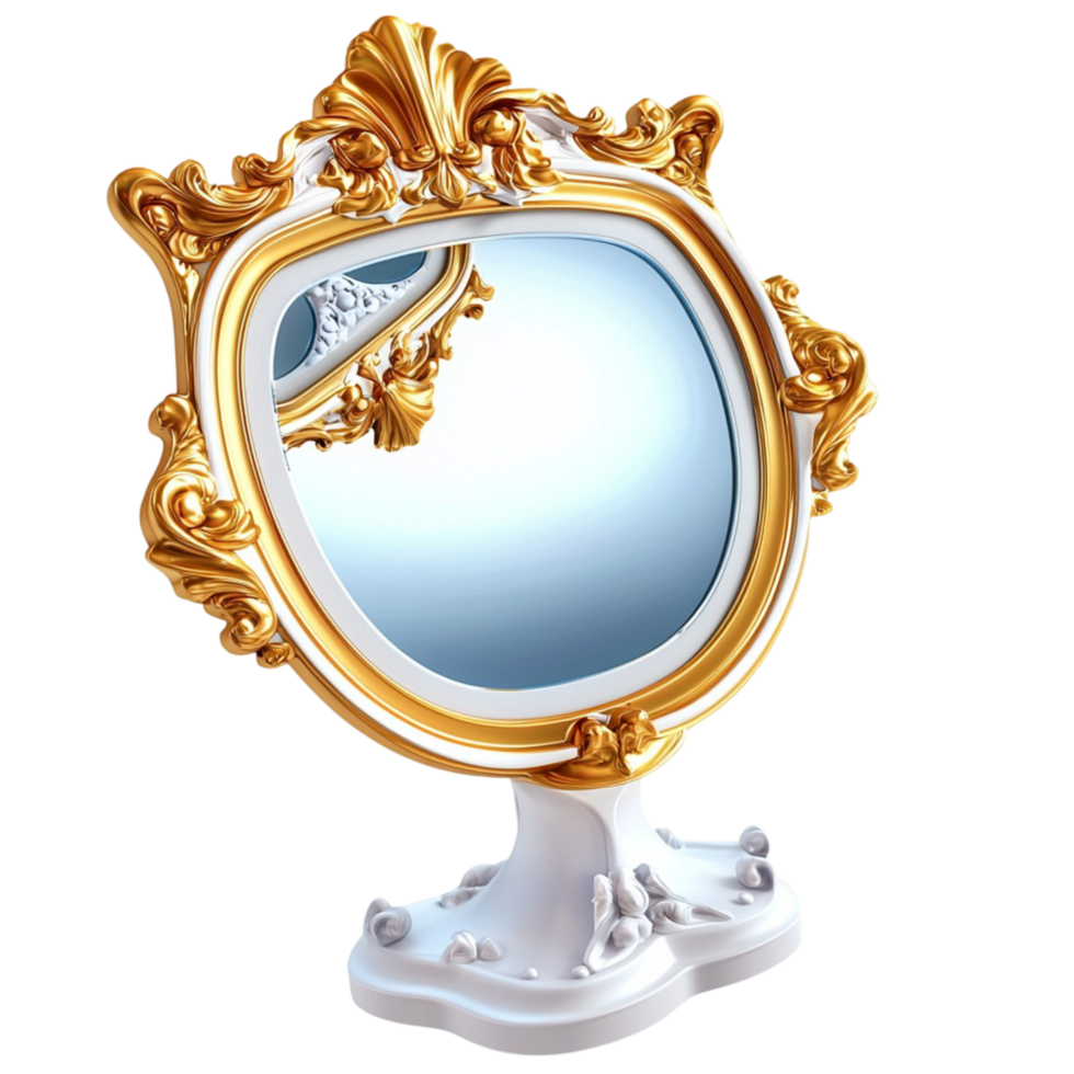 Golden Oval Mirror Ornate Frame Antique Design Elega nt Display Charm png