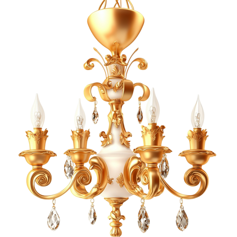 Golden Candelabra Multiple Arms and Ornate Design, A Luxurious Lighting Piece that Radiates Elegance and Charm, Adding a Touch of Classic Beauty and Warmth to Any Space or Grand Event, png