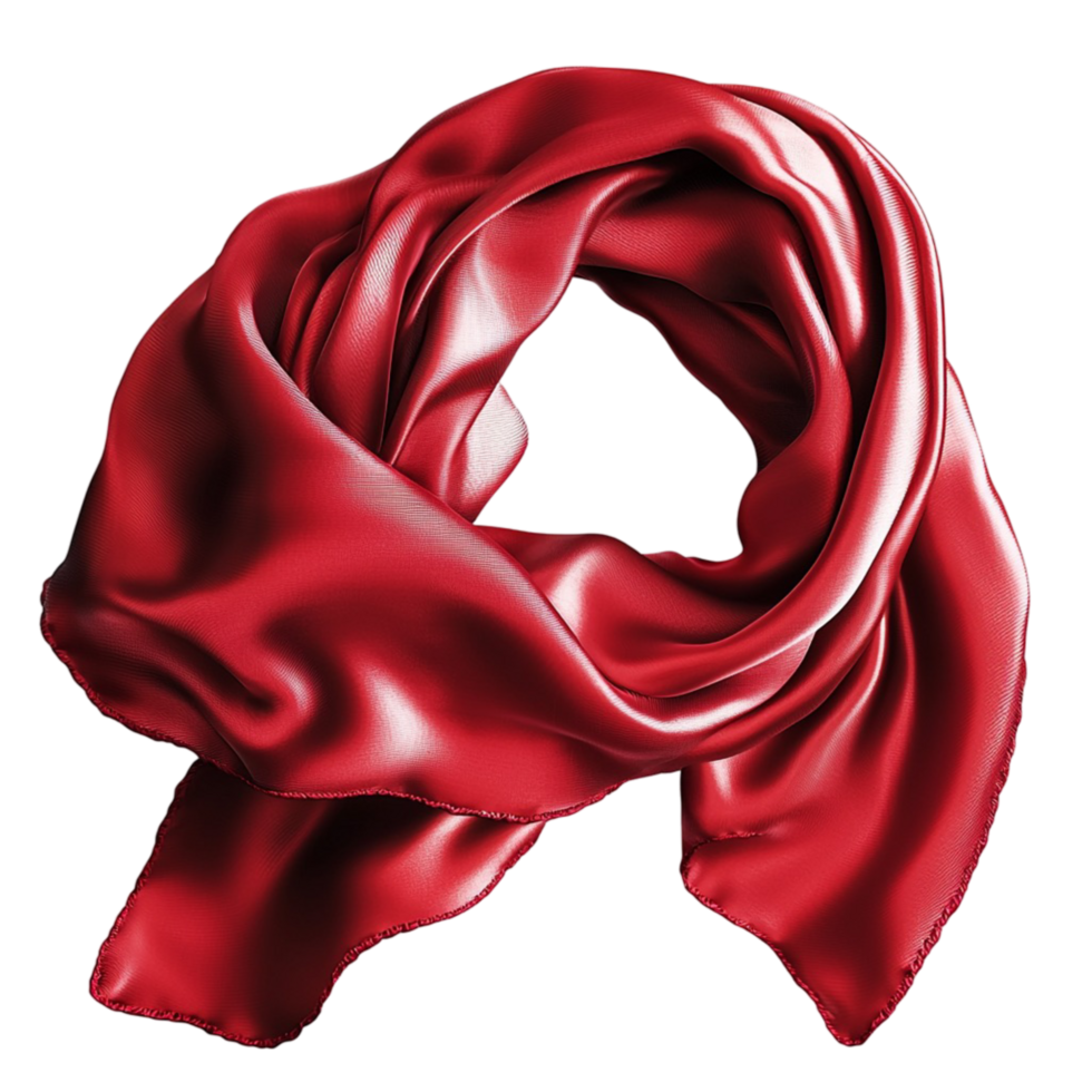 Red Satin Scarf Smooth Texture, An Elegant Accessory that Makes a Bold Fashion Statement, Exuding Luxury and Charm, Perfect for Enhancing Any Outfit Touch of Sophistication and Style, png