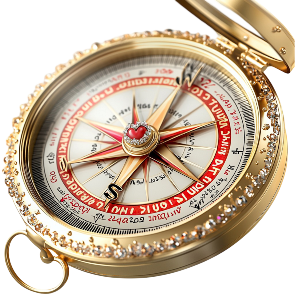 Golden Compass Ornate Design Antique Navigation Tool Elegant Decorative Charm png