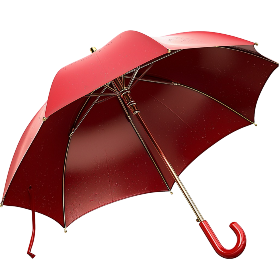Red Umbrella Curved Handle Classic Design Rain Protection Functional Accessory Stylish Statement Piece Vibrant Color Everyday Essential Beauty png