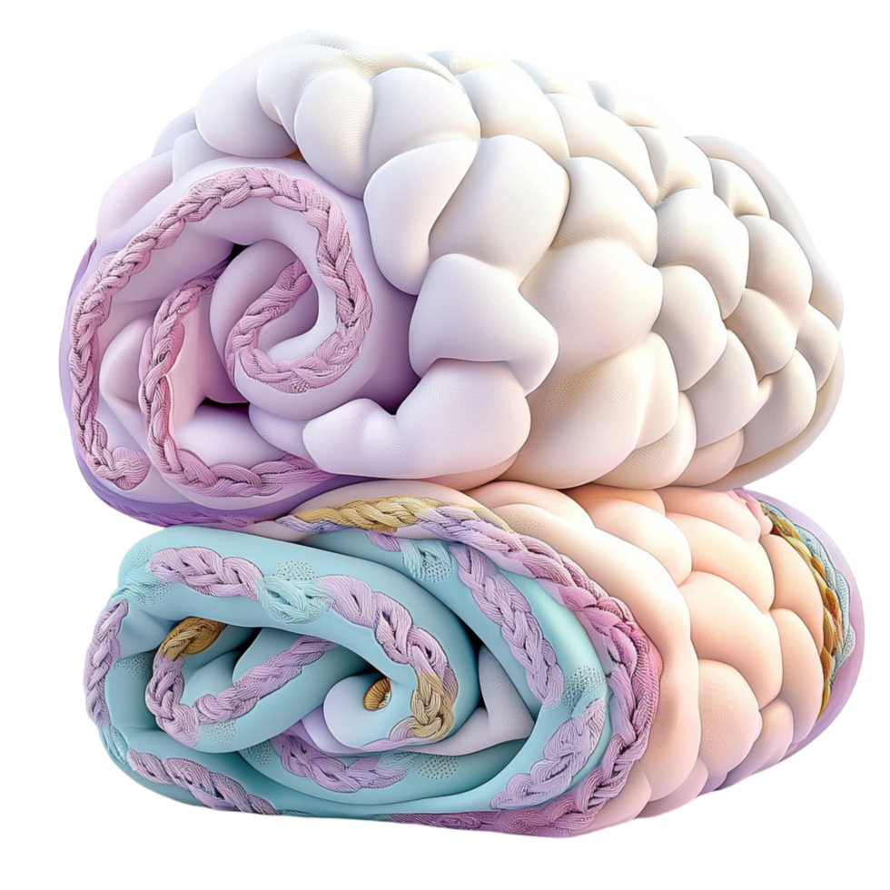 Soft Pastel Rolled Blanket Cozy Comfortable Fabric Warmth Essential Snuggle Accessory Decorative Throw Relaxing Home Accent Plush Texture png