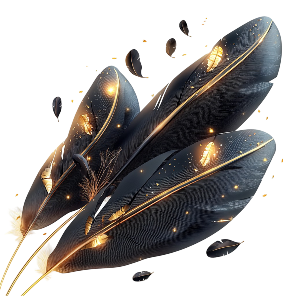 Black Feathers Nature Elegance Festive Symbol Decorative Accessory Charm Design png