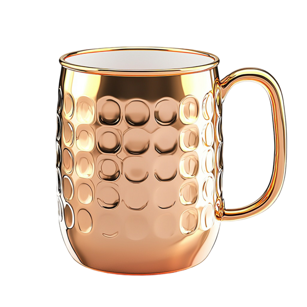 Copper Mug Hammered Design for Elegant Beverage Service, Embodying Sophistication, Rustic Luxury, and Everyday Charm in Drink Presentation png