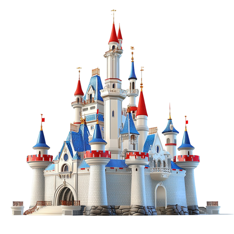Blue Castle designed whimsically nature inspired elements conveying elegance and charm, serving as a symbolic and fantastical structure in imaginative storytelling or enchanted landscapes png