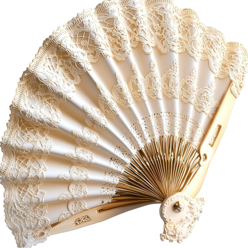 White Fan Shell Design, An Elegant Accessory Featuring Vintage Sophistication and Charm, Perfect for Adding a Stylish and Graceful Touch to Your Ensemble, Ideal for Formal or Themed Occasions, png