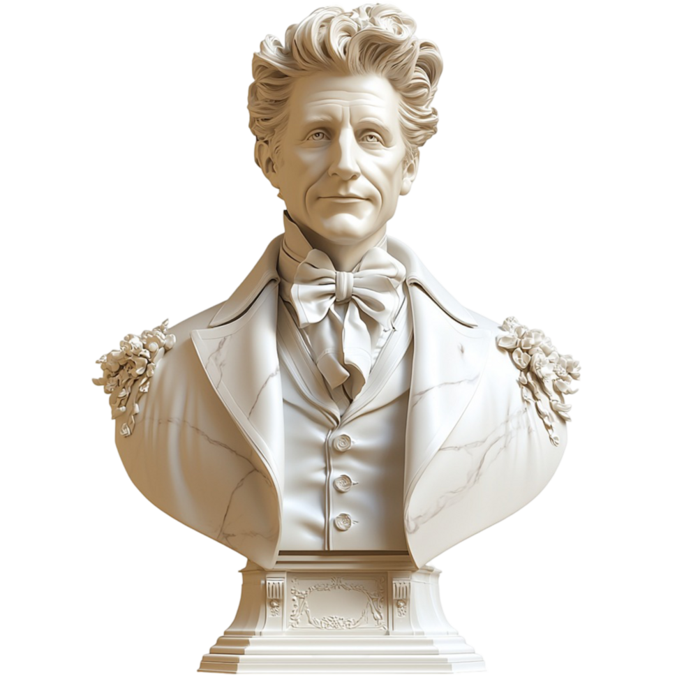 White Bust Classical Sculpture Elegant Design, This AntiqueInspired Piece Exudes Charm and Style, A Timeless Addition to Any Gallery or Home Decor, Offering Beauty and Historical Elegance to Any Room, png