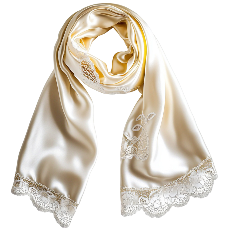 White satin scarf smooth luxurious texture, an elegant fashion accessory that adds charm and sophistication to any ensemble, perfect for making a refined fashion statement grace. png