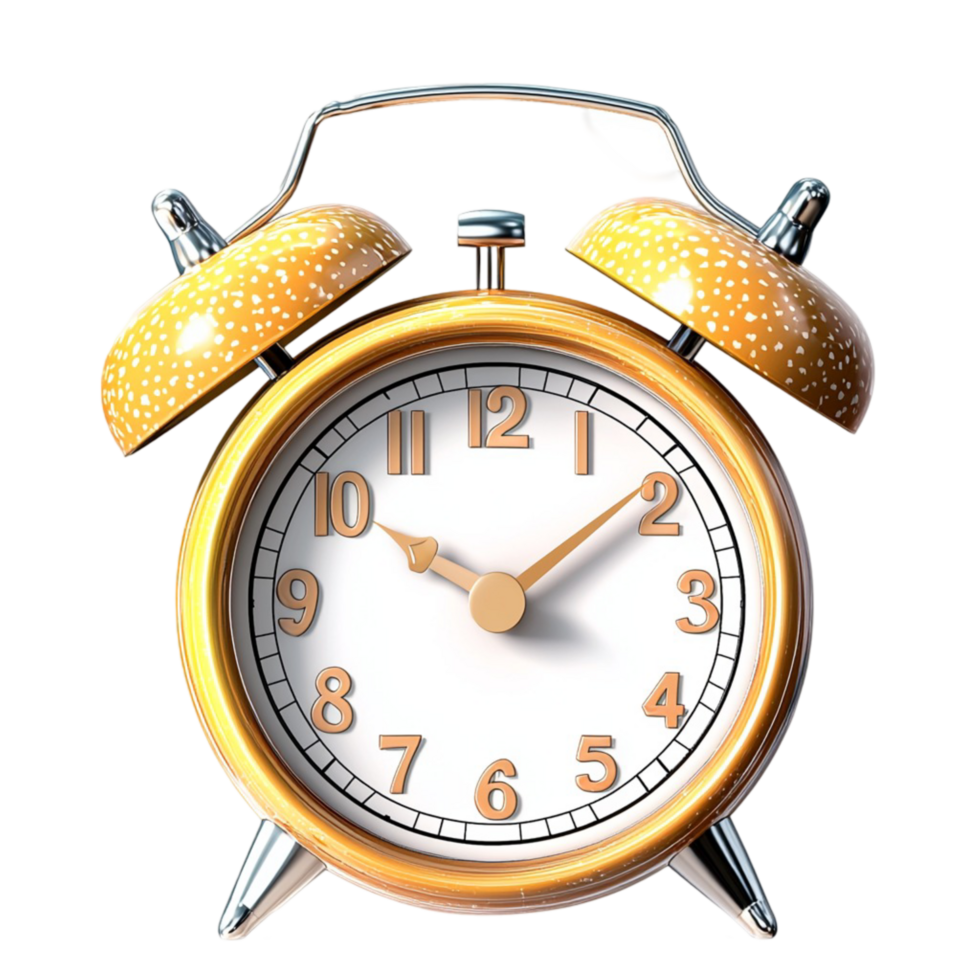 Vintage Alarm Clock Gold Frame Classic Design Timekeeping Essential Decorative Piece Nostalgic Charm Functional Accent Reliable Morning Wakeup png