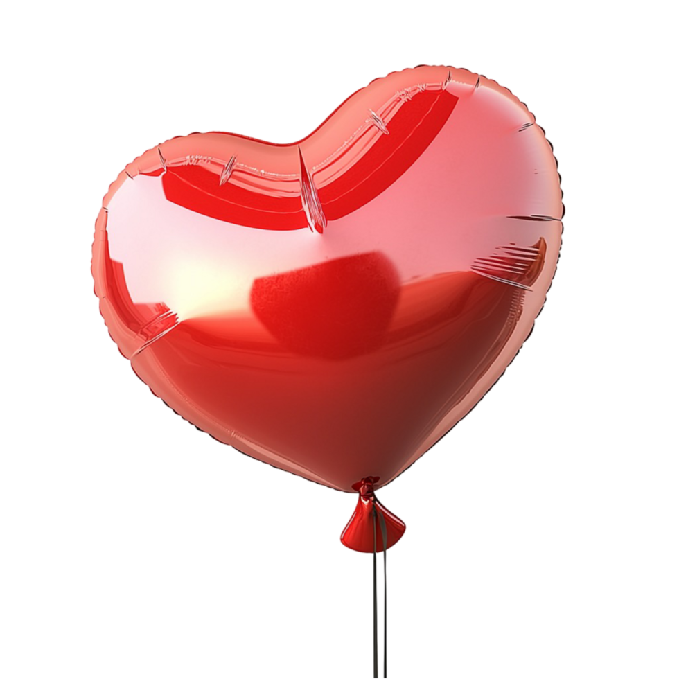 Red Heart Balloon Shiny Texture and Vibrant Hue, A Romantic Symbol and Whimsical Decorative Element That Brightens Celebrations, Love Notes, or Event Spaces Playful Sentimental Flair png