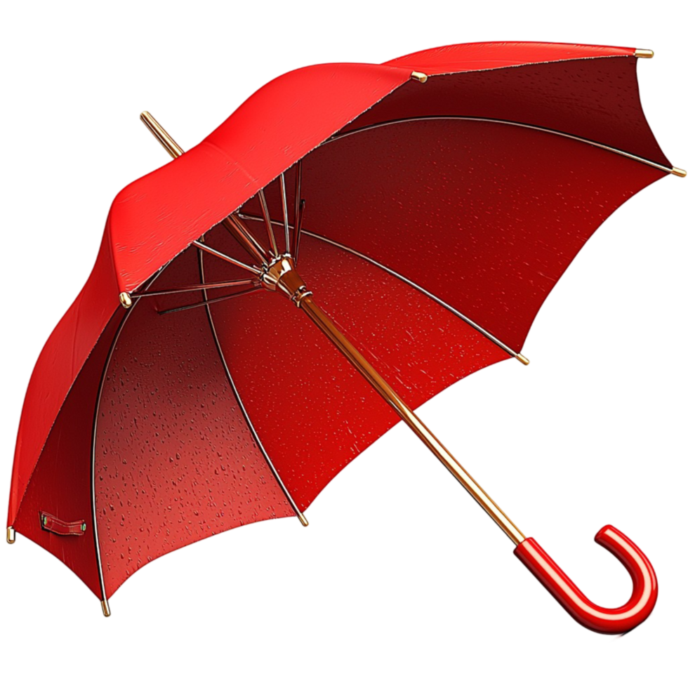 Red Umbrella Gold Handle Classic Design Protective Accessory Elegant Fashion Statement Piece png