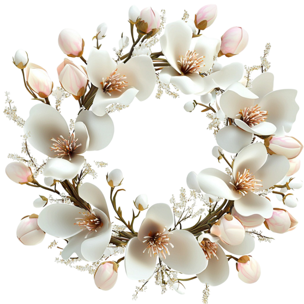 White Floral Wreath Gold Frame Elegant Decorative Accent Romantic Symbol Festive Decoration Luxurious Design Statement Piece Timeless Beauty Delicate Craftsmanship png