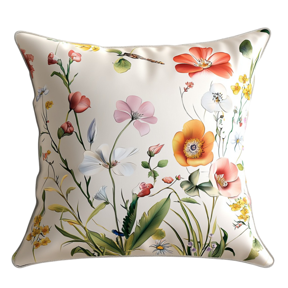 Floral Pillow Pastel Pattern Soft Comfortable Cushion Cozy Bedding Accessory Decorative Throw Relaxing Home Accent Plush Texture Essential Statement Piece png
