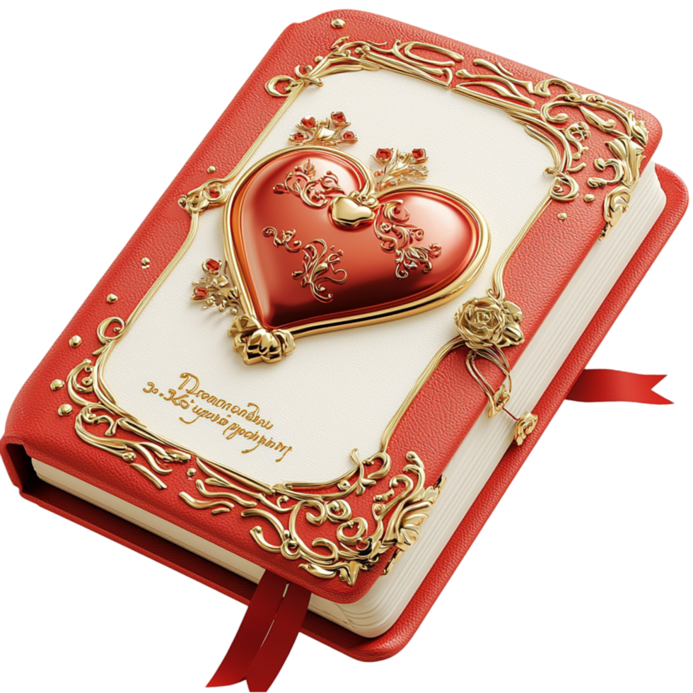 White Embossed Book Heart Accent Elegant Writing Notebook Vintage Style Personal Diary Keepsake Memory Capturing Timeless Charm Decorative Romantic Beauty png