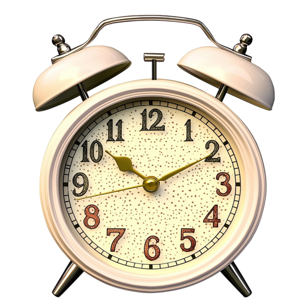 Vintage Alarm Clock Gold Frame Classic Design Timekeeping Essential Decorative Piece Nostalgic Charm Functional Accent Reliable Morning Wakeup Beauty png