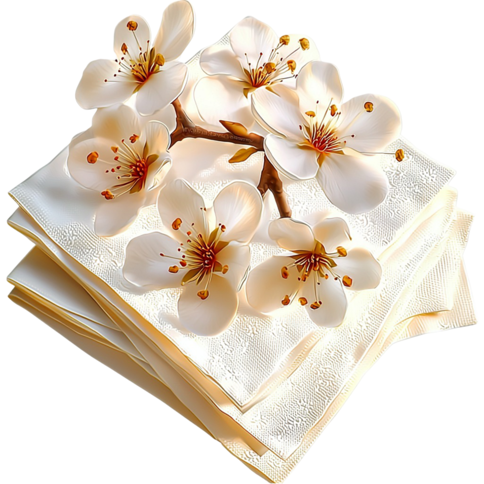 White Napkins Floral Pattern Elegant Tableware Decorative Accent Luxurious Design Timeless Charm Functional Essential Statement Piece Delicate Craftsmanship Beauty png