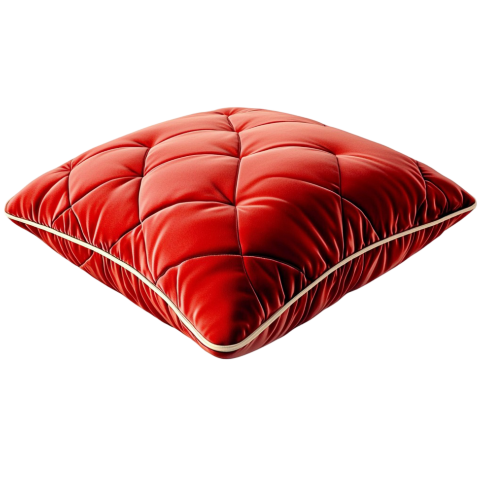 Red Pillow Tufted Design Soft Comfortabe Cushion Cozy Bedding Decorative Throw Relaxing Home Accent Plush Texture Essential Statement Piece png
