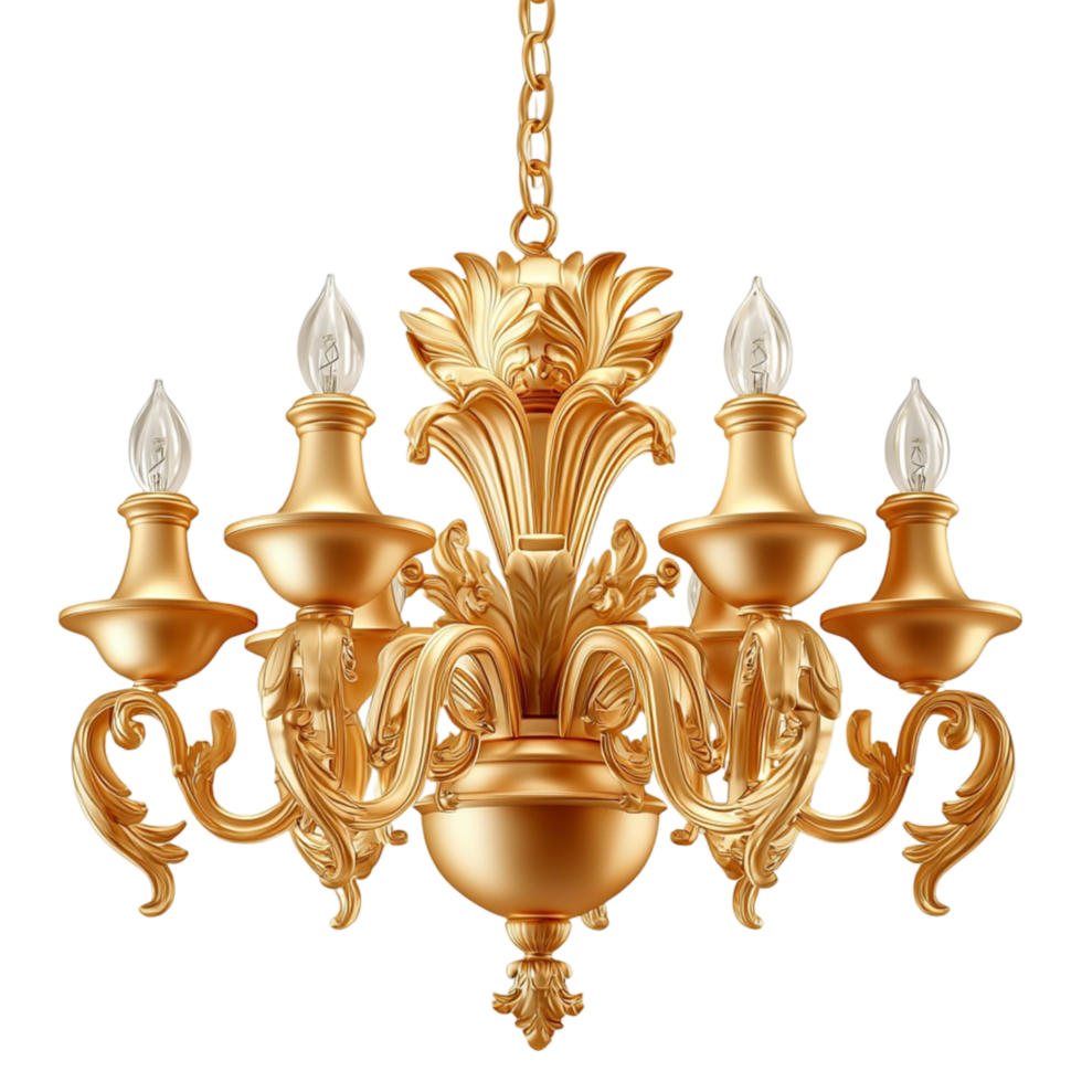 Gold Chandelier Elegant Lighting Fixture Decorative Accent Warm Glow Vintage Style Timeless Charm Statement Piece Beauty Essential Craftsmanship Design png