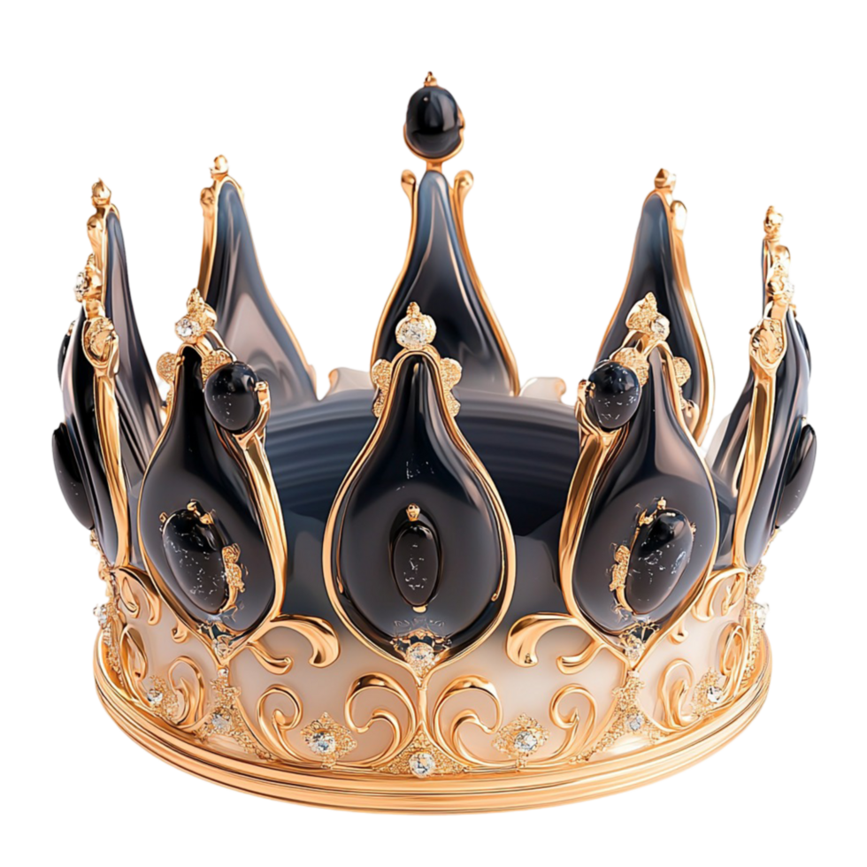Black and Gold Tiara Decorated Sparkling Gems in a Regal Design Representing Princess Royalty, an Elegant Charm, and a Symbol of Timeless Beauty and Nobility png