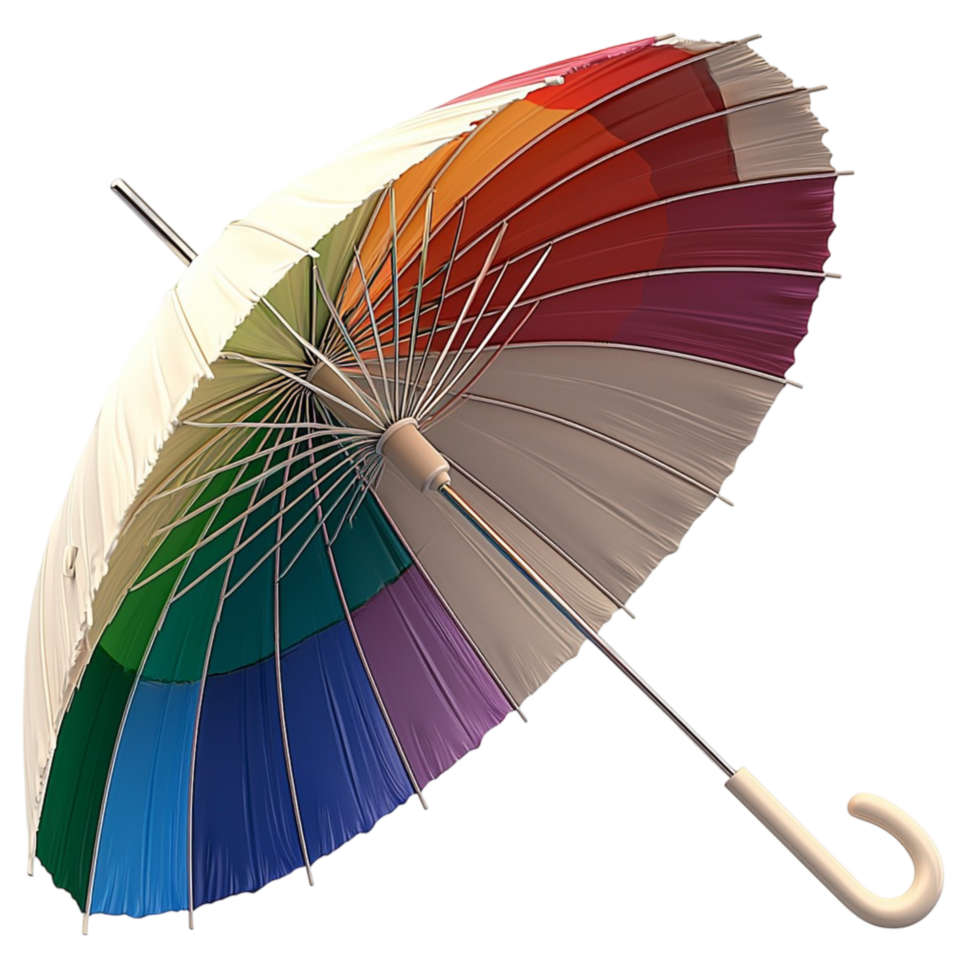 Colorful Umbrella Rainbow Hues and Whimsical Design Offering a Protective Accessory and Vibrant Fashion Statement Perfect for Brightening Rainy Days Style and Cheer png