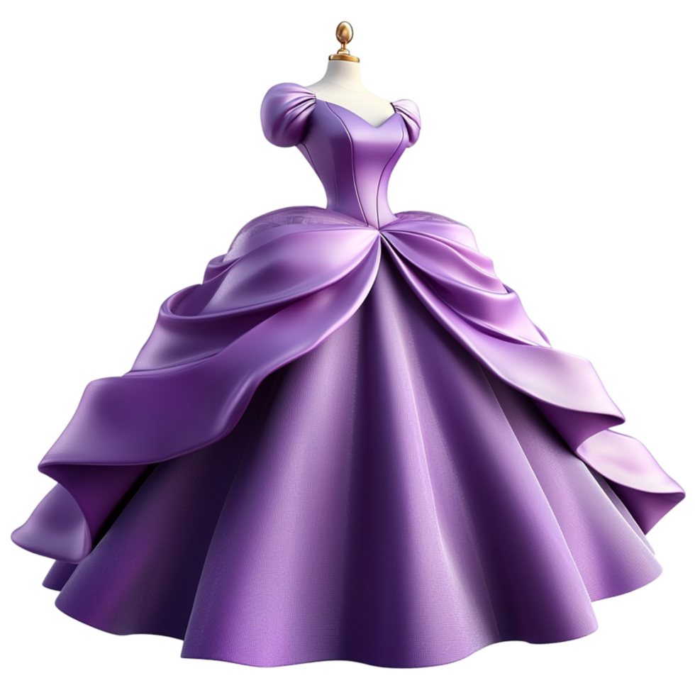 Purple Silk Gown Draped Fabric and Elegant Design Made from Luxurious Material, Perfect for a Princess Attire Full of Grace, Charm, and Timeless Royal Appeal png