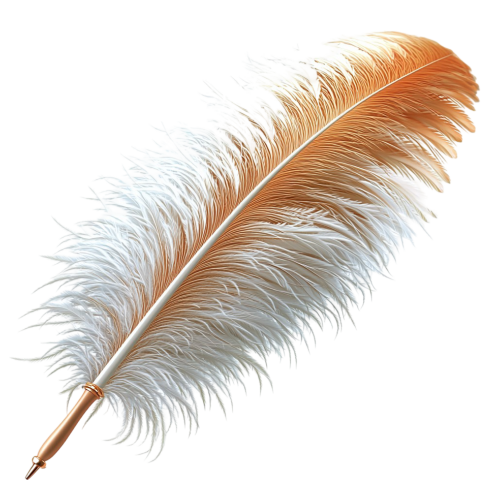 White Feather Quill Soft Texture and Elegant Design as a Vintage Writing Tool Nostalgic Flair, Perfect for Classic Desks andistic Literary Expression png