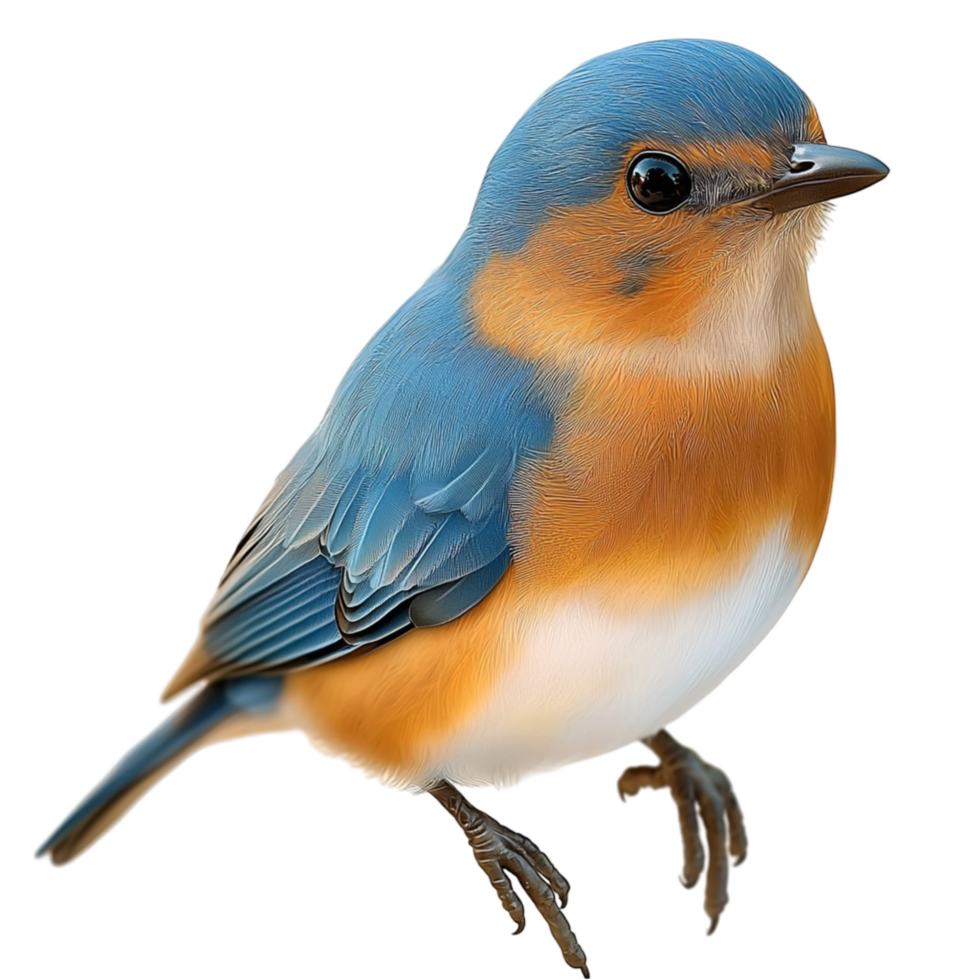 Bluebird Orange Breast and Vibrant Feathers in a Whimsical NatureInspired Design, Perched Character Adds Colorful Charm and Delightful Visual Interest to Home Decor andistic Displays png
