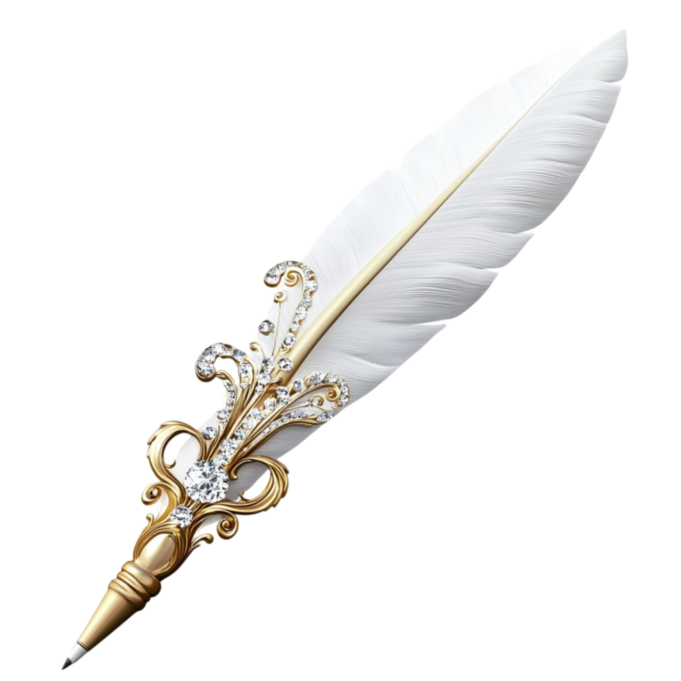 White Feather Quill Soft Texture, Elegant Design Vintage Writing Toolistic Flair, Delicate White Feather Quill Soft Texture, a Beautiful and Elegant Writing Tool for VintageInspired Calligraphy png