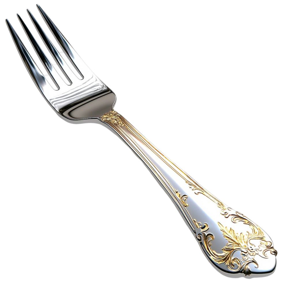 Silver Fork Ornate Handle Intricate Design Luxurious Elegant Dining Accessory Essential png