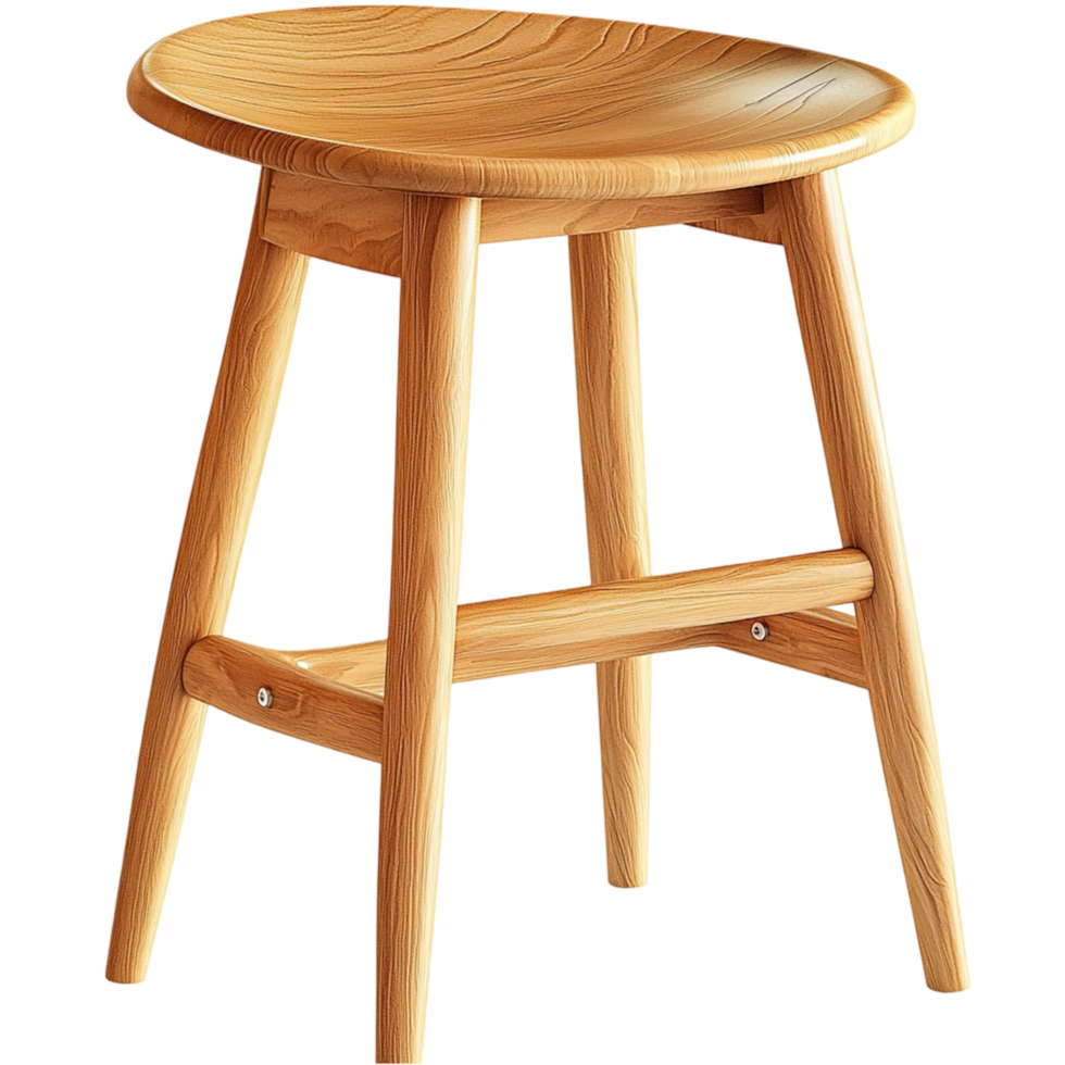 Simple Wooden Stool Showcasing Natural Grain Minimalist Design Sturdy Functional Craftsmanship png