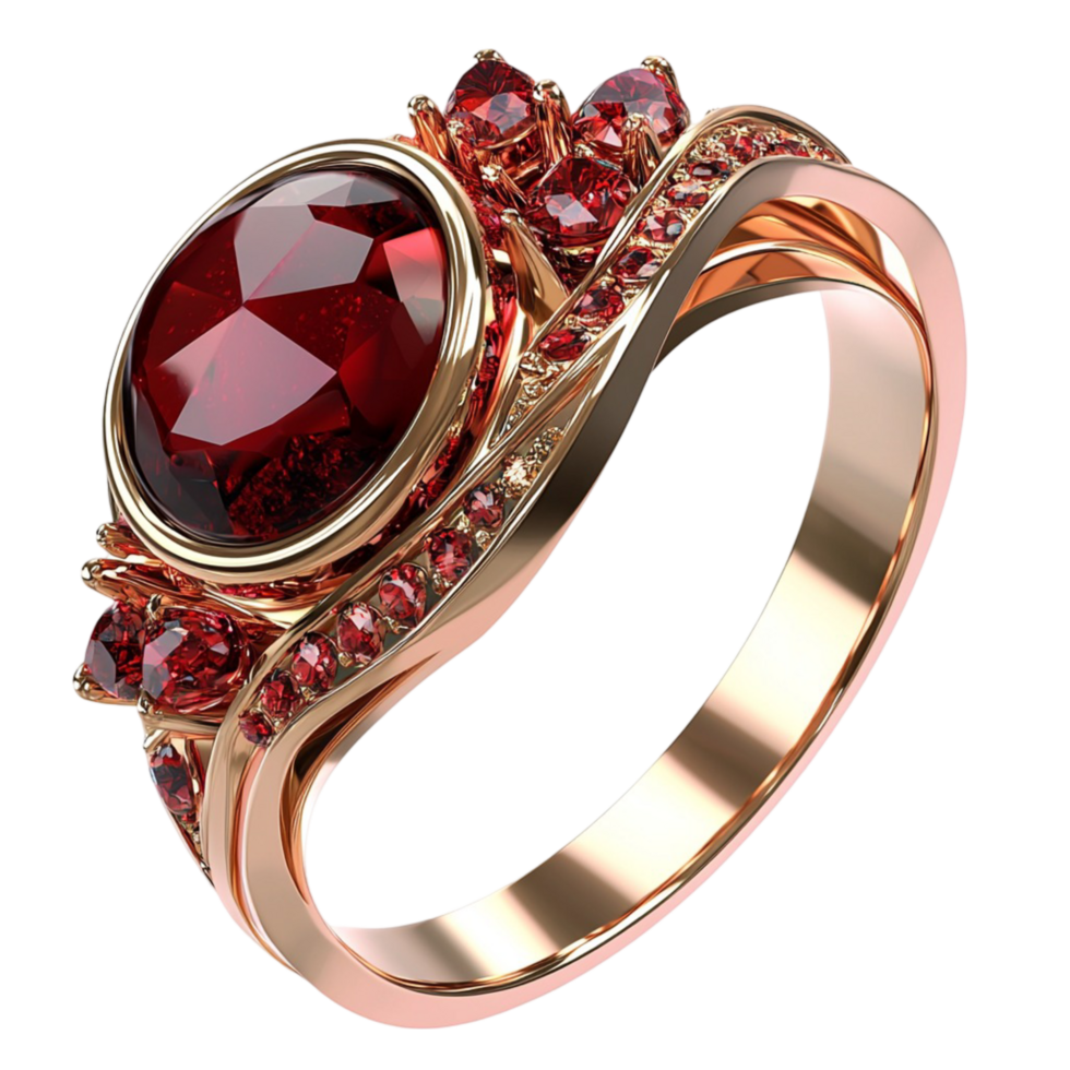 Ruby Ring Gold Band, Sparkling Gems Set in an Elegant Gold Band, Luxurious Bridal Accessory Timeless Design, Perfect for Celebrating Love and Commemorating Special Occasions. png