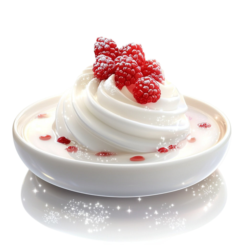 White porcelain cupcake adorned raspberries and gold accents, presenting an elegant design and sweet treat whimsical charm, perfect for refined dessert displays and luxurious gatherings. png