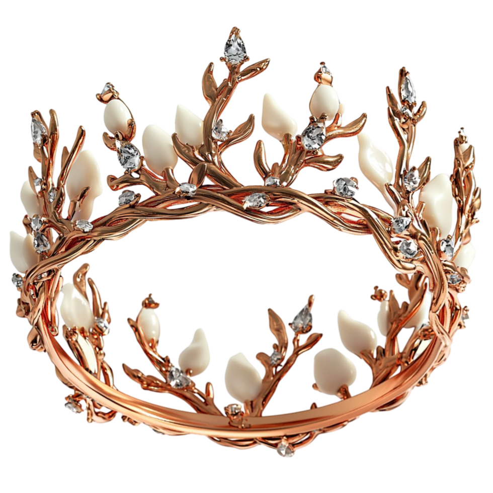 Golden Crown White Pearls Sparkling GemsRegal Princess Royalty Symbol Elegance png