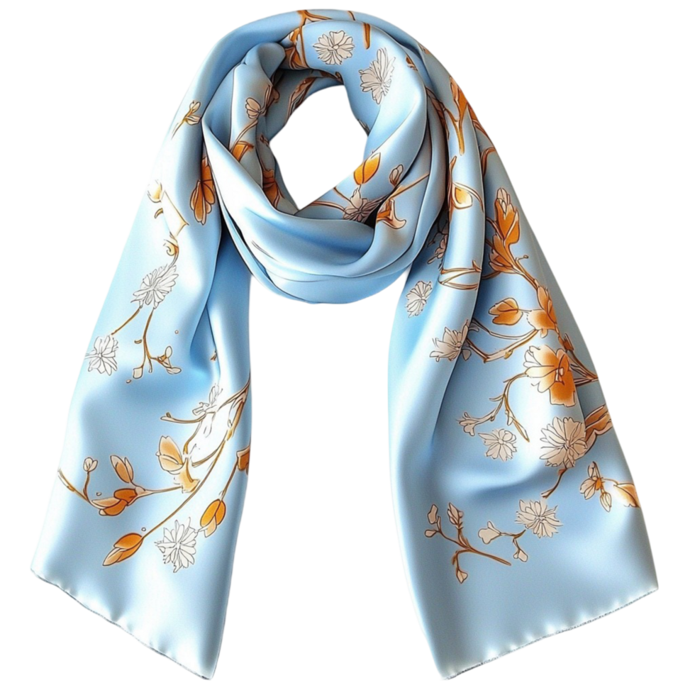 Blue Silk Scarf Draped Fabric and Elegant Design, A Vibrant Hue Accessory That Makes a Luxurious Fashion Statement, Ideal for Adding a Touch of Sophistication to Any Outfit or Ensemble, png