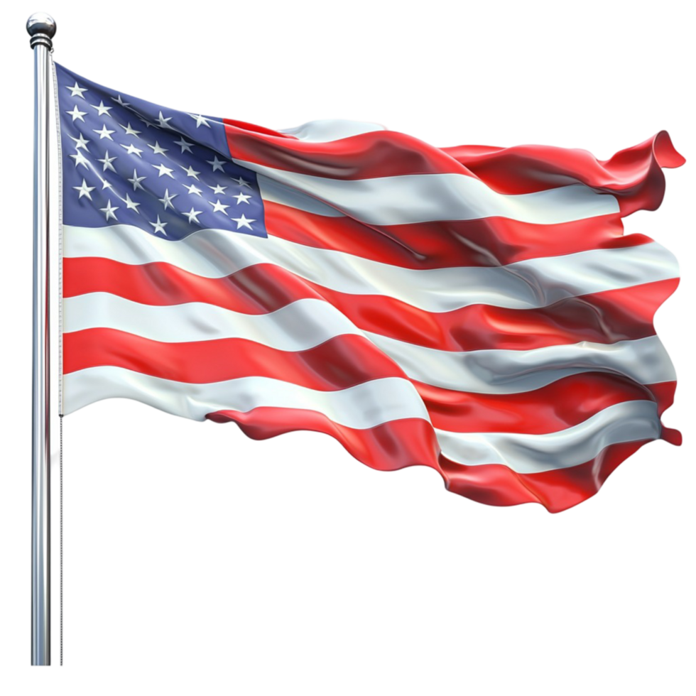 American Flag Red White and Blue Stripes and Stars Showcasing Patriotic Design and Whimsical Charm Decor Offering Cultural Symbolism and Essential Piece for Traditional and Festive Display Settings png