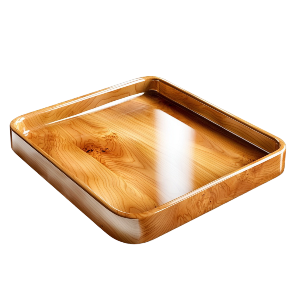 Wooden Tray Smooth Texture Rustic Design Natural Material Vintage Decor Essential Element png