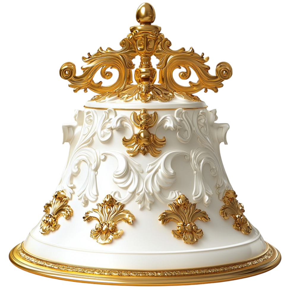 White Porcelain Crown Gold Accents Regal Design Princess Royalty Symbol Elegant Charm png