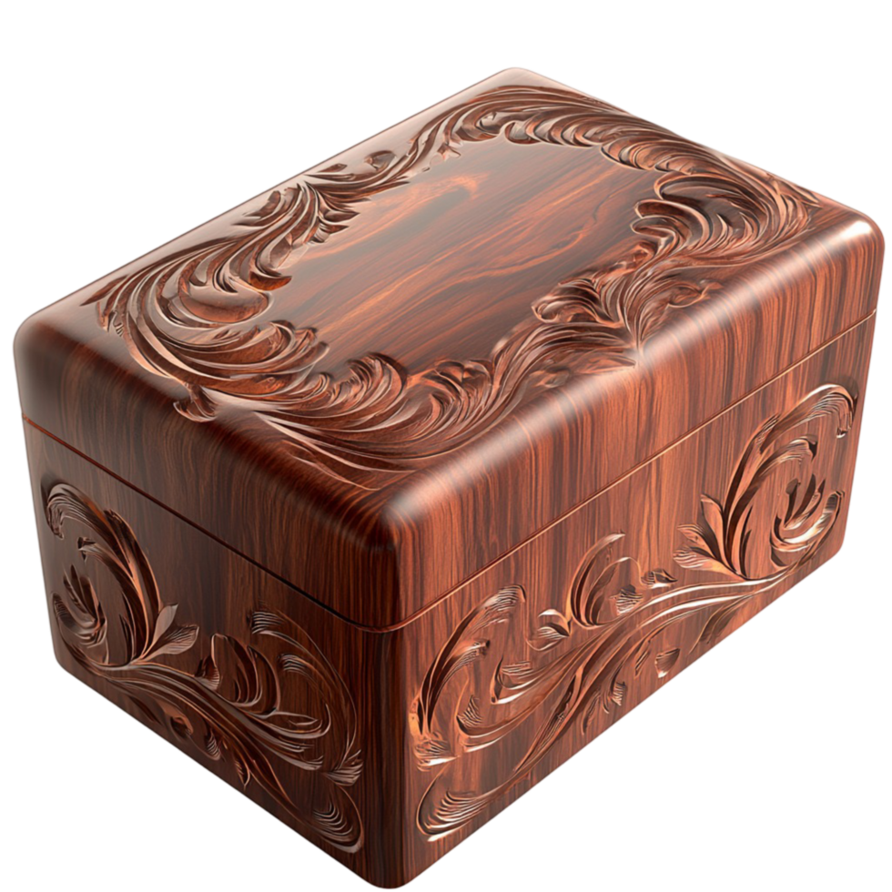 Wooden Box Gold Clasp Intricate Design Vintage Storage Luxurious Decor Essential Element png