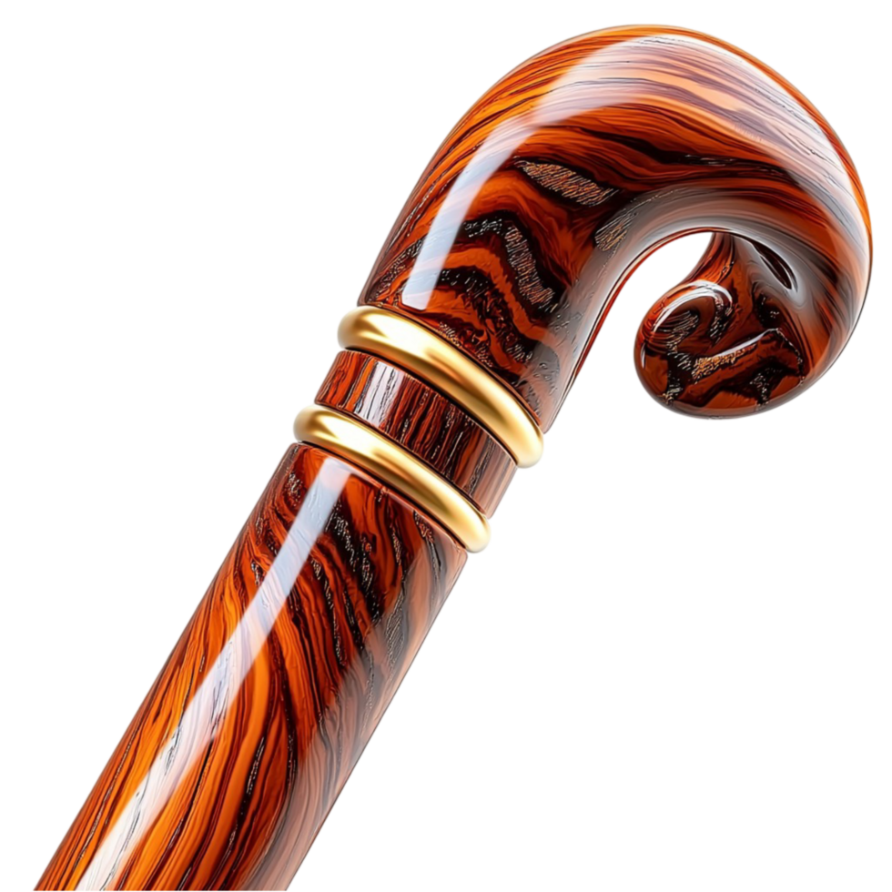 Wooden Staff Striped Pattern Intricate Design Magical Accessory Whimsical Charm Elegant Piece Enchanting Decorative Element png