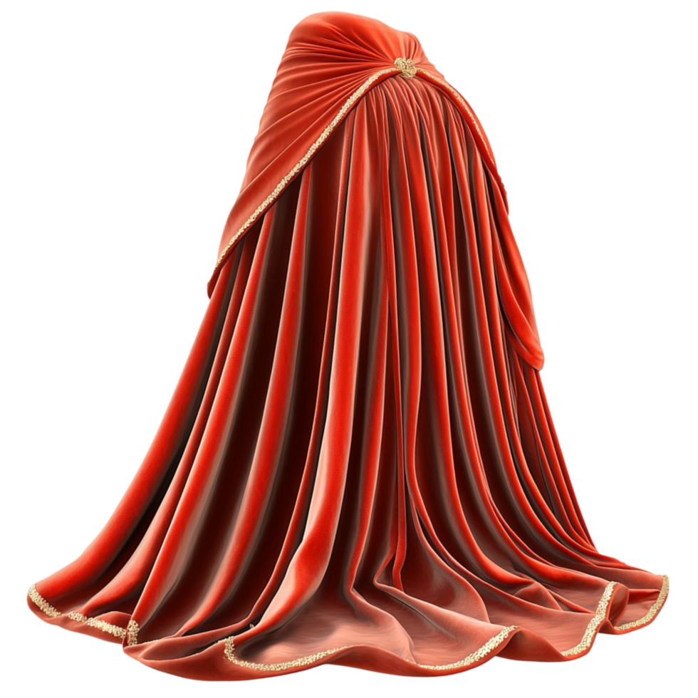 Red Cloak Draped Fabric Mysterious Allure Elegant Masquerade Accessory Regal Charm Timeless Statement Piece Majestic Style png